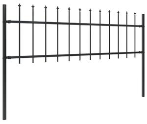 Garden Fence with Spear Top Steel 15.3x0.6 m Black