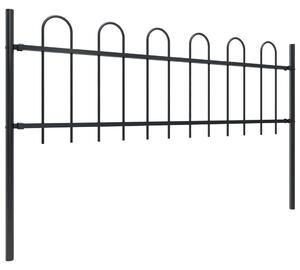Garden Fence with Hoop Top Steel 17x0.6 m Black