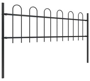 Garden Fence with Hoop Top Steel 8.5x0.6 m Black