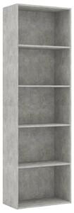 5-Tier Book Cabinet Concrete Grey 60x30x189 cm Engineered Wood