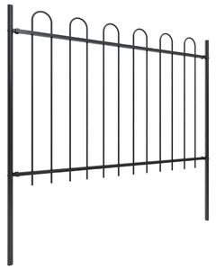 Garden Fence with Hoop Top Steel 17x1.2 m Black