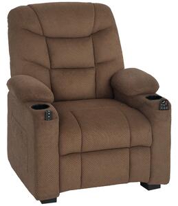 HOMCOM Electric Massage Recliner Armchair with Vibration, Heat, Whisper-Quiet Motor, Memory Function, Fleece Power Reclining Chair with Spring Pack, USB Port, Footrest, Side Pocket, Cup Holders, Brown