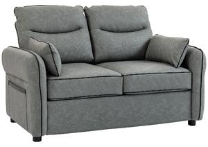 HOMCOM 2 Seater Sofa, Faux Leather Loveseat - Grey
