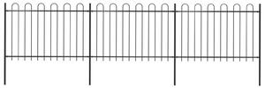 Garden Fence with Hoop Top Steel 5.1x1.2 m Black