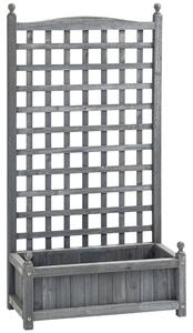 Outsunny Garden Planters with Trellis for Climbing Vines, Wood Raised Beds for Garden, Flower Pot, Indoor Outdoor, Grey