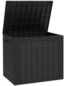 Outsunny 93L Plastic Garden Storage Box, Outdoor Storage Box with Handles, Waterproof Outdoor Storage Container, Black