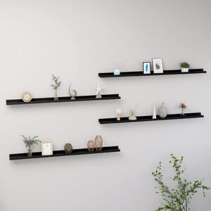 Wall Shelves 4 pcs Black 115x9x3 cm