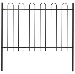 Garden Fence with Hoop Top Steel 1.7 m Black