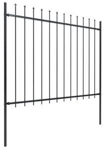 Garden Fence with Spear Top Steel 11.9x1.5 m Black