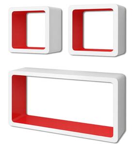 Wall Cube Shelves 6 pcs White and Red