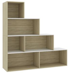 Book Cabinet/Room Divider White and Sonoma Oak 155x24x160 cm Engineered Wood