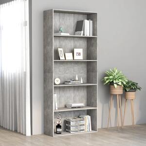 5-Tier Book Cabinet Concrete Grey 80x30x189 cm Engineered Wood