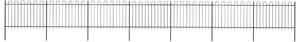 Garden Fence with Hoop Top Steel 11.9x1.2 m Black