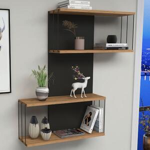 Davinoir Wooden Wall Hung Shelving Unit With 3 Shelves In Anthracite Oak