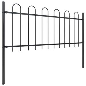 Garden Fence with Hoop Top Steel 10.2x0.8 m Black