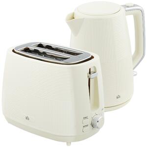 HOMCOM Kettle and Toaster Set, 1.7L 3000W Fast Boil Kettle & 2 Slice Toaster Kitchen Set with 7 Level Browning Controls, Cream White