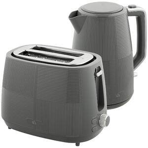 HOMCOM Kettle and Toaster Set, 1.7L 3000W Fast Boil Kettle & 2 Slice Toaster Kitchen Set with Defrost, Reheat, Boil-dry Protection, Grey