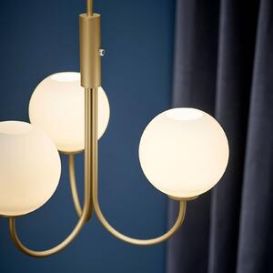 Balloon chandelier with switch, 3-bulb, brass