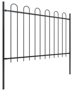 Garden Fence with Hoop Top Steel 3.4x1.2 m Black