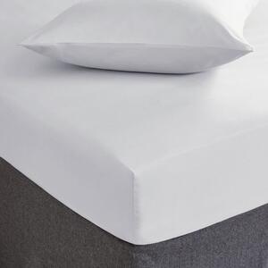 Hotel Cotton 400 Thread Count Sateen White 28cm Fitted Sheet