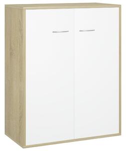 Sideboard White and Sonoma Oak 60x30x75 cm Engineered Wood
