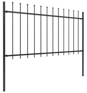 Garden Fence with Spear Top Steel 11.9x1 m Black