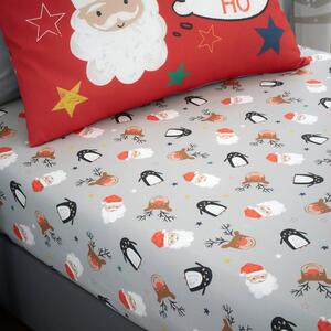 Bedlam Ho Ho Ho Red 25cm Fitted Sheet, Single