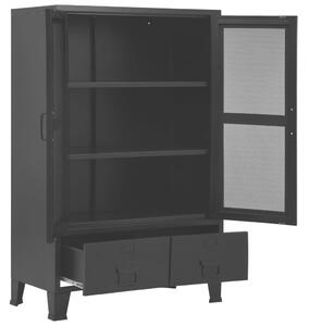 Office Cabinet with Mesh Doors Industrial 75x40x120 cm Steel