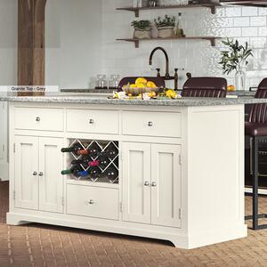 Kavala Grey Granite Marble Top Kitchen Island In Cream