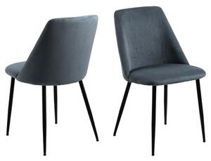 Skokie Grey Fabric Dining Chairs With Black Legs In Pair