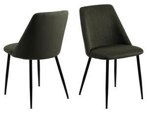 Skokie Olive Green Fabric Dining Chairs With Black Legs In Pair