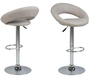 Plano Taupe PU Leather Bar Stools With Chrome Base In Pair