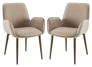 Vernal Mocha Faux Leather Dining Chairs In Pair