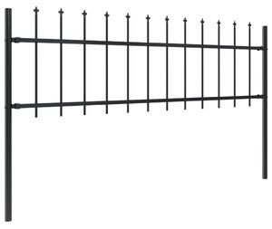Garden Fence with Spear Top Steel 13.6x0.6 m Black