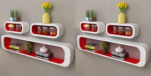 Wall Cube Shelves 6 pcs Red and White
