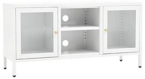 TV Cabinet White 105x35x52 cm Steel and Glass