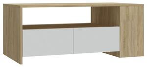 Coffee Table White and Sonoma Oak 102x55x42 cm Engineered Wood