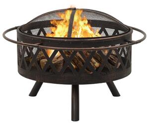 Rustic Fire Pit with Poker 76 cm XXL Steel