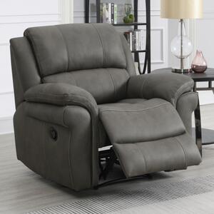 Claton Fabric Manual Recliner 1 Seater Sofa - Ultra Grey Suede