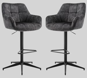 Joplin Charcoal Fabric Gas Lift Bar Stools - Pair