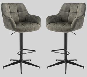 Joplin Olive Fabric Gas Lift Bar Stools - Pair