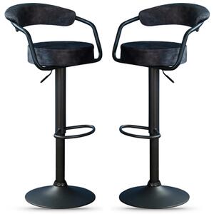 Hobart Charcoal Fabric Bar Stools - Pair