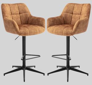 Joplin Rust Fabric Gas Lift Bar Stools - Pair