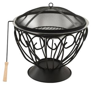 2-in-1 Fire Pit and BBQ with Poker 59x59x60 cm Stainless Steel
