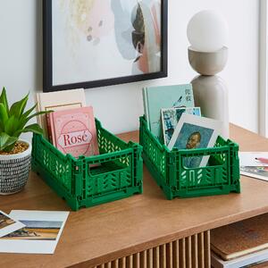 Pack of 2 Foldable Crates Emerald