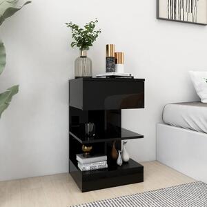 Bedside Cabinet High Gloss Black 40x35x65 cm Chipboard