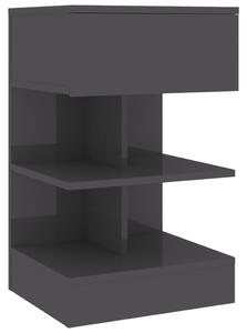 Bedside Cabinet High Gloss Grey 40x35x65 cm Engineered Wood