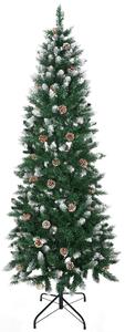 HOMCOM 6 Foot Snow Artificial Christmas Tree with Realistic Branches, Pine Cone, for Indoor Decoration, Green White