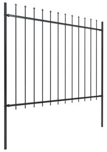 Garden Fence with Spear Top Steel 13.6x1.5 m Black