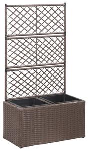 Trellis Raised Bed with 2 Pots 58x30x107 cm Poly Rattan Brown